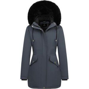 Women's Winter Down Coat Thicken Fleece Lined Grey